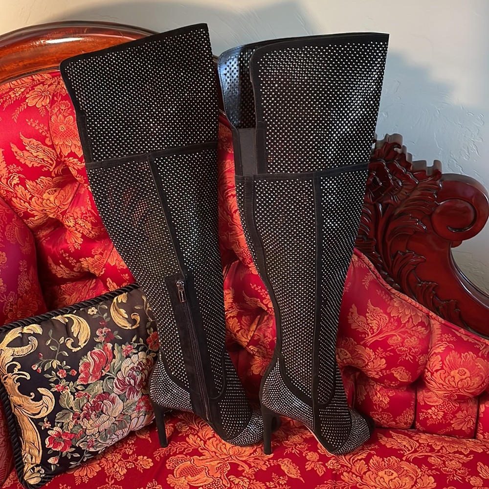 Vince Camuto Boots, Size 7, Open Toe, Leather with Bling - Picture 3 of 5